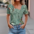 thumbnail image 1 of Fiudx Camisetas para Mujer Top Informal de Primavera y Verano de Manga Corta con Cuello En V para Mujer, 1 of 5