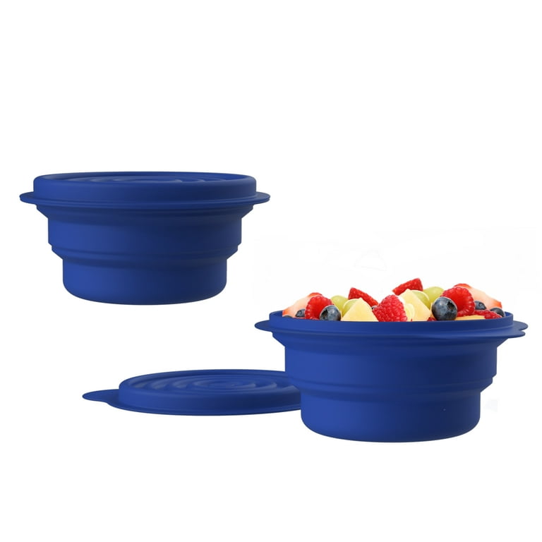 Portable Camping Foldable Bowl, Salad Bowl with Covers, Camping Travel  Silicone Bowl, 3 Pieces Foldable Food Storage Boxes for Hiking, Travel