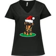 thumbnail image 3 of Inktastic Christmas Dachshund Dog Santa Women's Plus Size V-Neck T-Shirt, 3 of 5