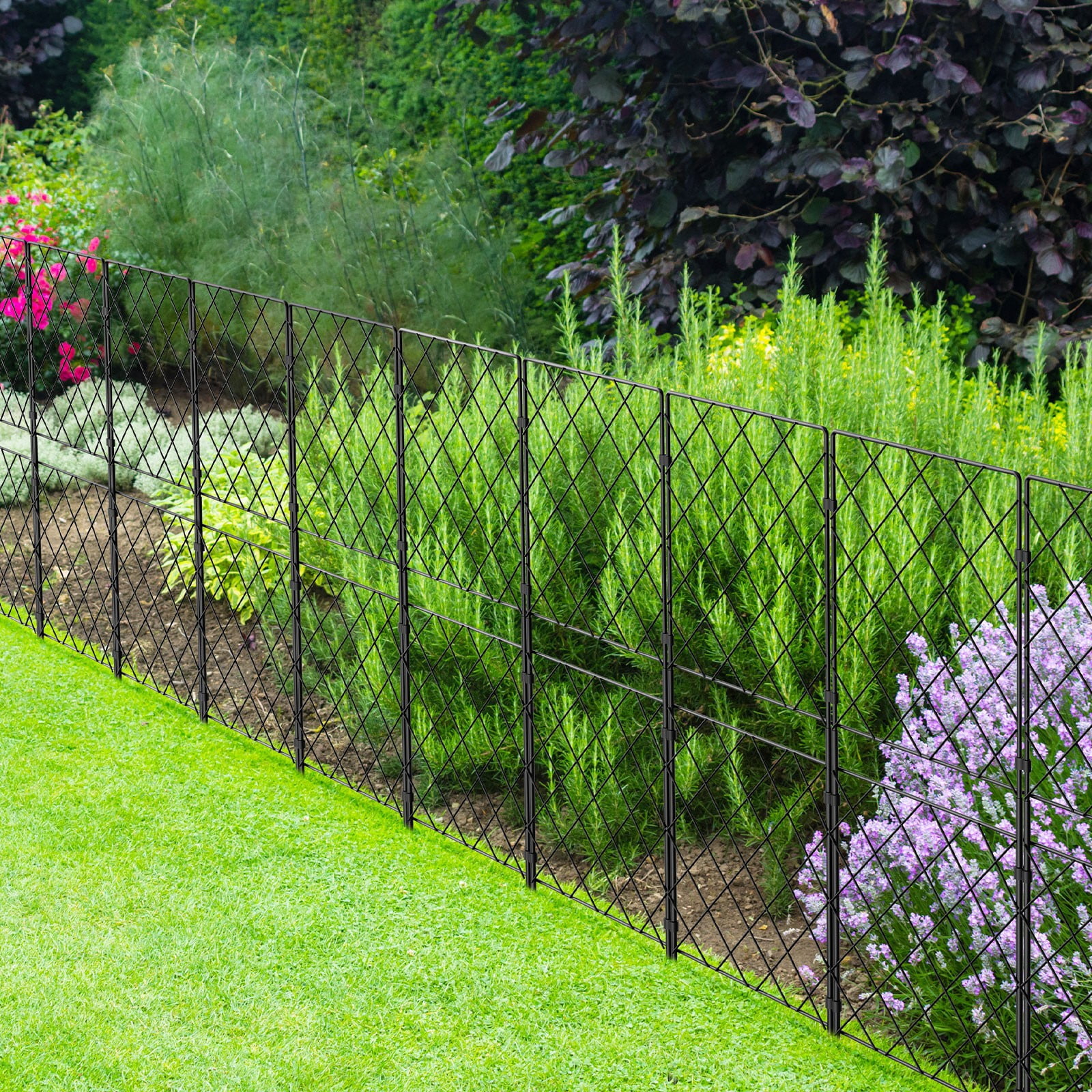 Decorative Garden Fence 10 Pack, 38.6in(H) x 10ft(L) Rustproof Metal No Dig Fence Animal Barrier for Dog, Wire Border Panel Fencing for Yard Patio Outdoor Decor