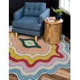 thumbnail image 2 of 17x17, Area rug, Hand tuffed carpet, Rainbow wool rugs, Bed, Living, Room, 2 of 7
