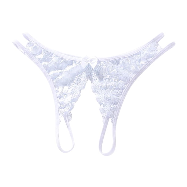 Gibobby Ropa Interior Elástica para Mujer Tanga encaje transparente sexy para mujer(Blanco,Talla única)