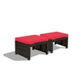 thumbnail image 2 of Barara King Wicker Ottomans, Outdoor Patio Ottomans, Foot Stool, 2 Pieces Patio Rattan Ottomans with Soft Cushion for Patio and Garden-Red, 2 of 8