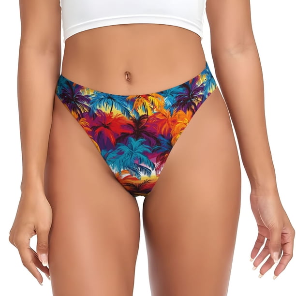 Fotbe Colorful Hawaii Palms Tanga Sin Costuras para Mujer con Estampado – Panties Invisibles, Transpirables y Cómodos para Uso Diario-XX-Large