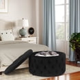 thumbnail image 6 of Homebeez Round Storage Ottoman Button Tufted Footrest Stool Coffee Table Children Sofa Stool,Black, 6 of 8
