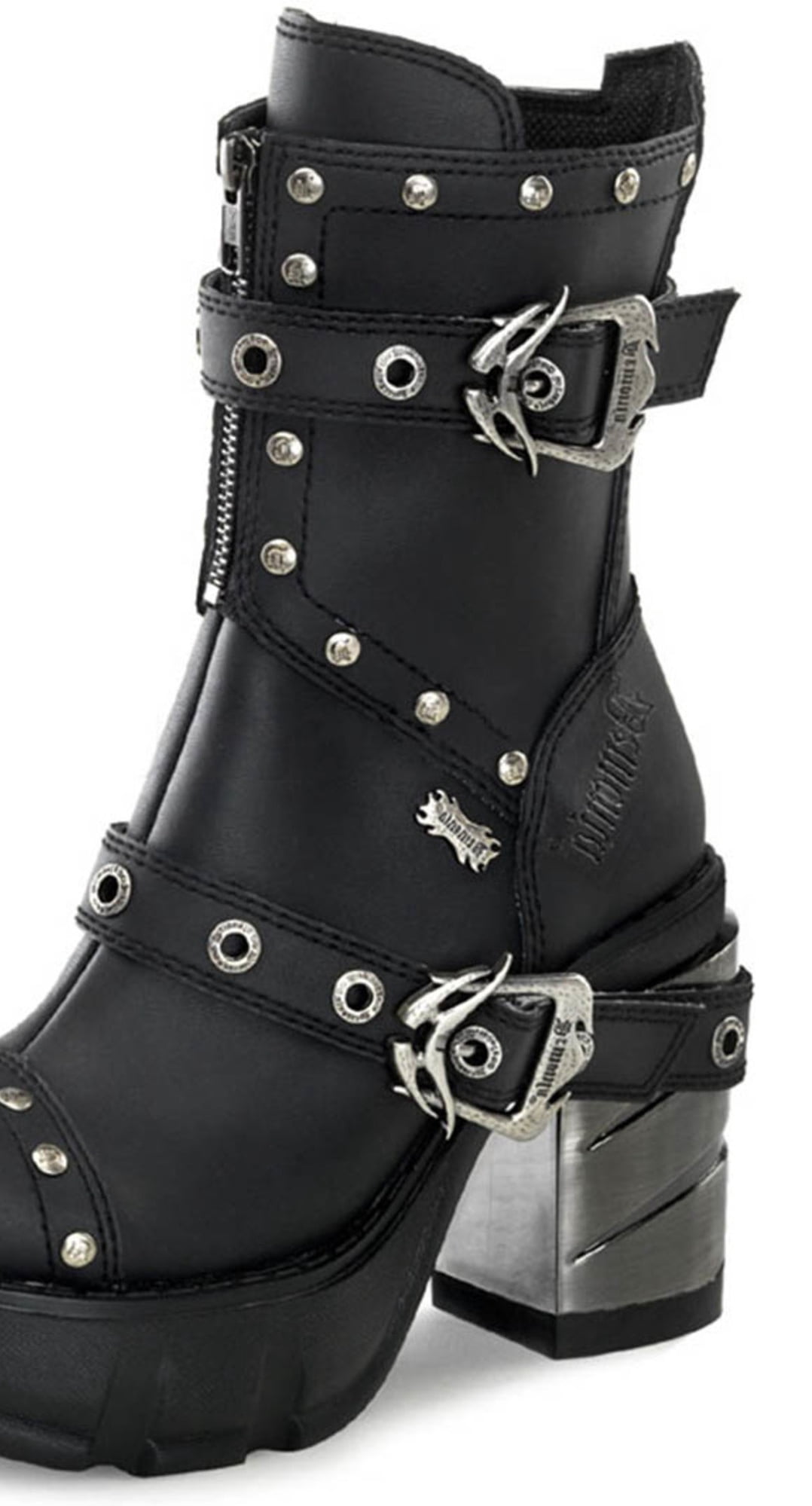 womens black studded ankle boots