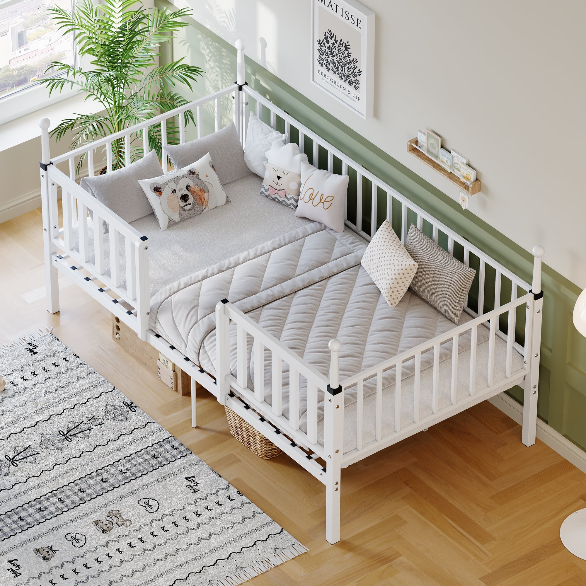 Leumius 11 inch Twin Bed Frame,Heavy Duty Metal Platform,No Box Spring Needed,Easy Assembly,White