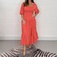 thumbnail image 3 of Vestido Puff manga Bodycon Maxi vestido sin espalda mujer Sexy vestido plisado traje de vacaciones Cgtredaw Naranja T XL para Mujer, 3 of 6