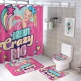 thumbnail image 1 of JOJO Siwa-theme 4-Piece Shower Curtain Set with Rugs, Waterproof Bathroom Decor Set Includes Bath Mat, U-Shaped Rug, Toilet Lid Cover and Curtain with Hooks, 1 of 6