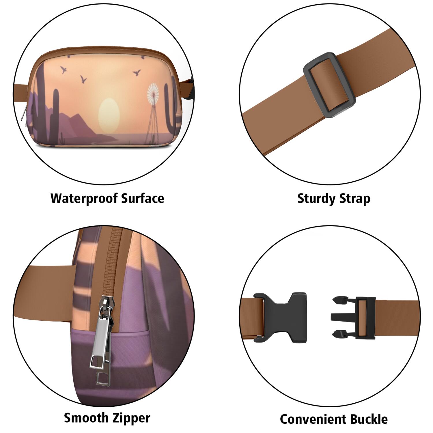 Waist Bag Fashion Adjustable Belt Bag for Travel Cactus Desert HandsFree Running Belt for Jogging for Travel Daily Leisure