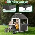 thumbnail image 6 of Ktaxon Kids Outdoor Playhouse, Modern Wooden Playhouse, Indoor and Outdoor Cottage Play House with Picnic Table Set, Sink Toys, Mailbox, Flowerpot Holders, for Kids Ages 3+, Gray & White, 6 of 7