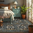 thumbnail image 4 of Garvee 9'x12' Vintage Floral Area Rug Washable Non Slip Carpet, Stain Resistant Accent Rug for Living Room Farmhouse Dining Room, Blue Black, 4 of 8
