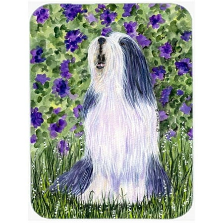

12 x 15 in. Bearded Collie Glass Cutting Board Large