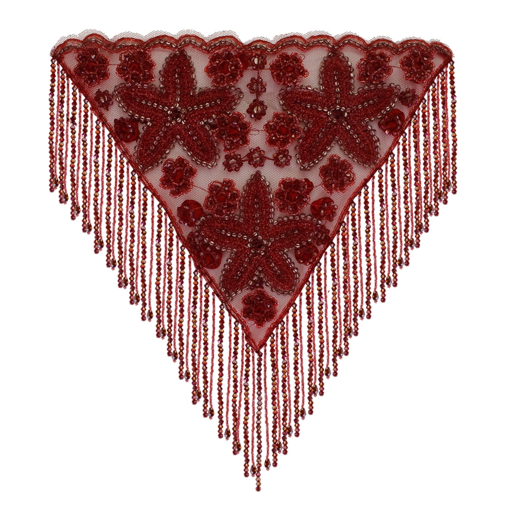 Beading Fringe Tassel Patches Satin Rose Applique Epaulets Shoulder Board Applique Collar Sew on Wedding Dress Decorative 1 piece