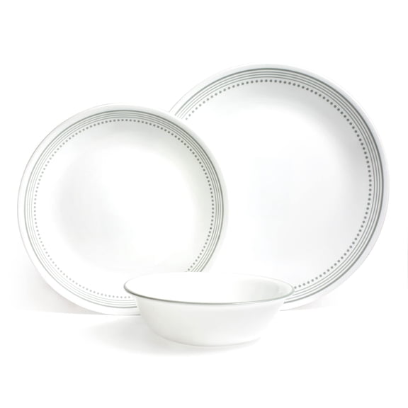 Corelle Dinnerware Set (12pc Set, Mystic Grey) - Dinner Set for 4, 12 Piece