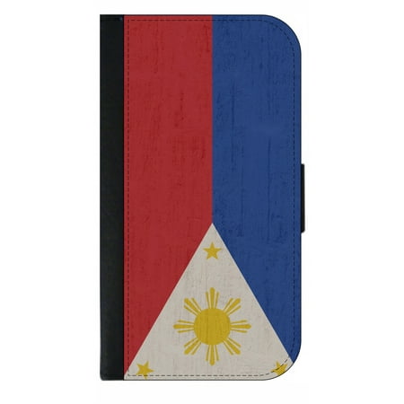 Philippines Grunge Flag Brick Wall Print Design - Phone Case Compatible with the Samsung Galaxy s9 - Wallet Style with Card (Best Phone Card To Call Philippines)