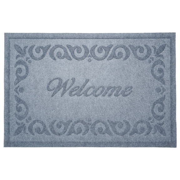 Poly Breaux Welcome Indoor/Outdoor Mat, 24" x 36", Light Grey