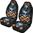thumbnail image 7 of FOR U DESIGNS Skull Marigold Flower Pattern 2 Pcs Automotive Seat Cover Scratch-Resistant Auto Seat Protectors Lightweight Car Accessories Car Front Seats Fit for Sedan Truck SUV, 7 of 7