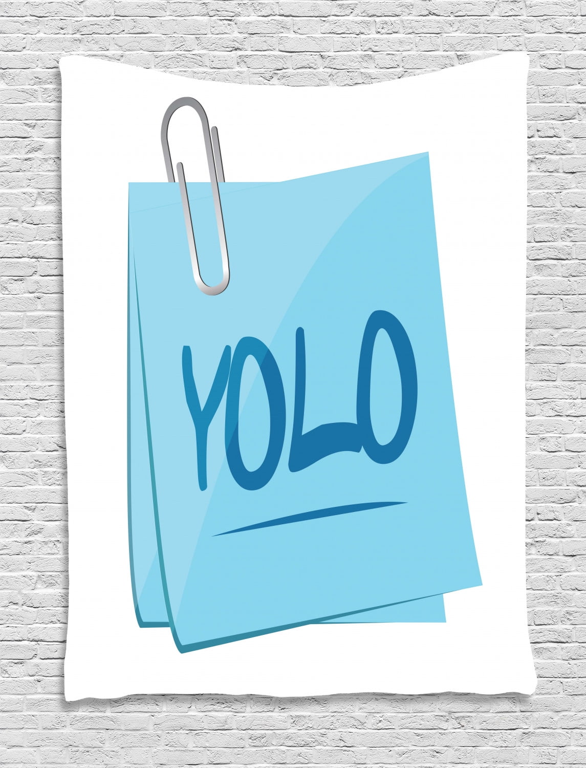YOLO Tapestry, Abbreviation of Popular Contemporary Slogan on a Memo