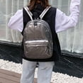 thumbnail image 3 of Fashion Women Solid Color Zipper Backpack Waterproof Shoulder Bag Travel Bag, 3 of 5