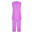 thumbnail image 4 of Njoeus Plus Size Pajamas, Girls' Sleepwear Fashion Women Round Neck Striped Sleeveless Tank Tops Capris Elastic Waist Pajama Sets Sleepwear for Women Pajama Set Clearance Purple XL, 4 of 5