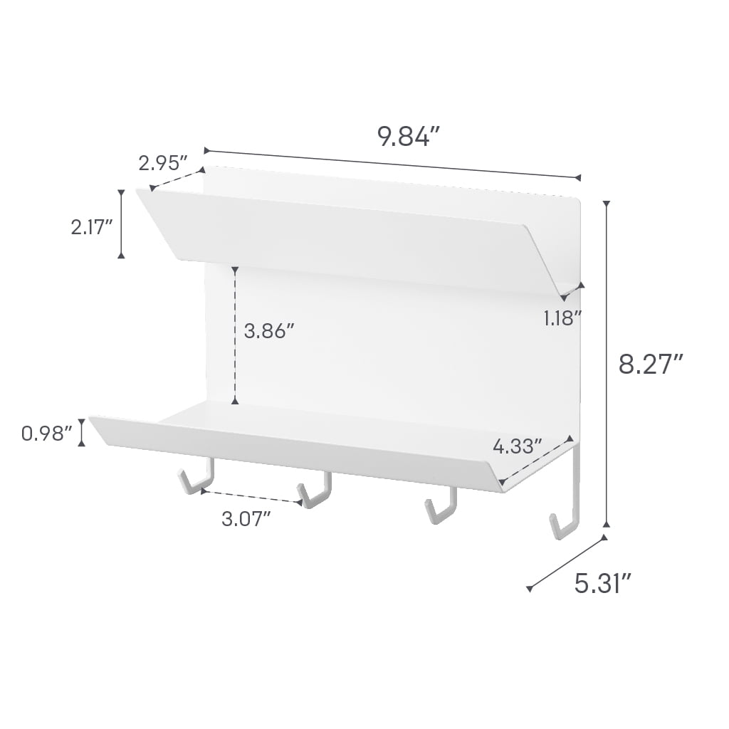 Yamazaki Home Magnetic Entryway Rack, White, Steel, Magnetic