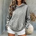 thumbnail image 2 of Leopard Print Hoodie for Women Oversized Trendy Hoodies Pullover Cheetah Retro Y2k Fall Sweatshirt for Women Gray S, 2 of 5