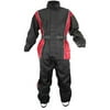 Xelement RN4766 Men's Black and Red 2-Piece Motorcycle Rain Suit with Boot Strap X-Large