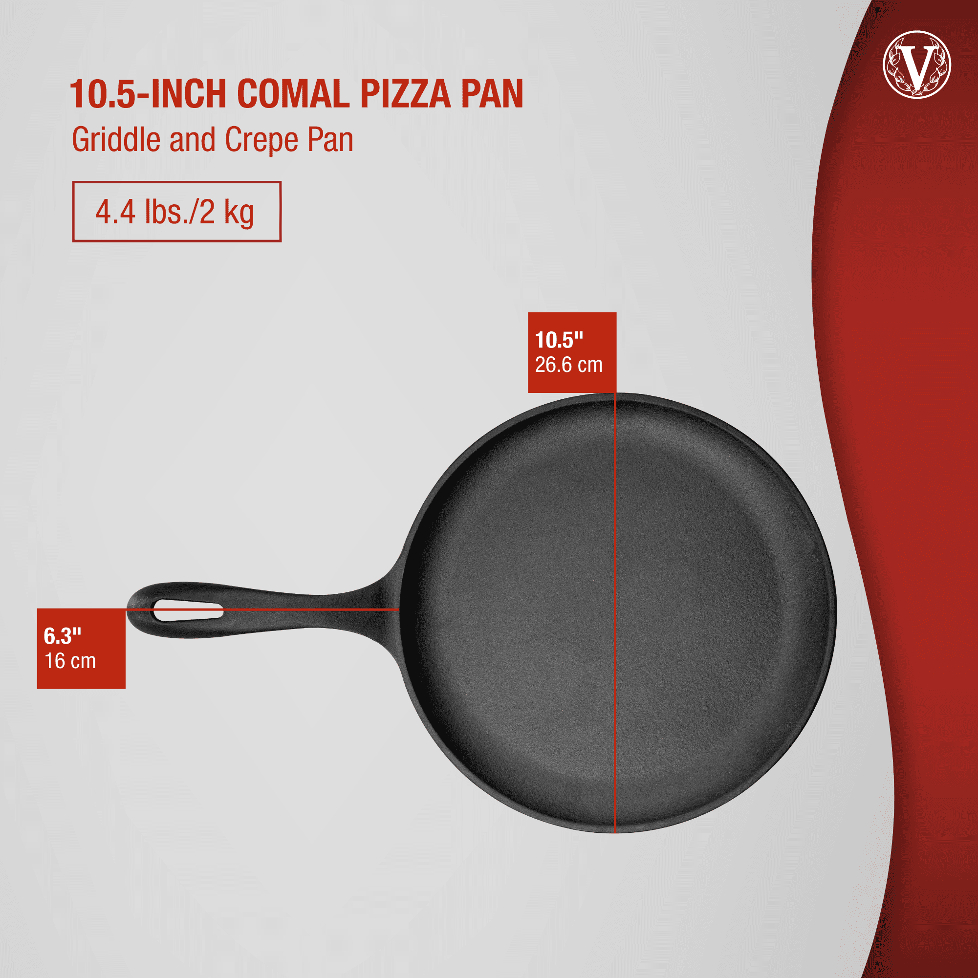 Victoria 12 Comal with Long Handle and Helper Handle, Seasoned