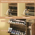 thumbnail image 3 of Shoe Storage Cabinet with 2 Flip Drawers & Side Cabinet & Drawer, Freestanding Shoe Organizer with Adjustable Shelves, Shoe Storage for Entryway, Hallway, Living Room, Brown, 3 of 12