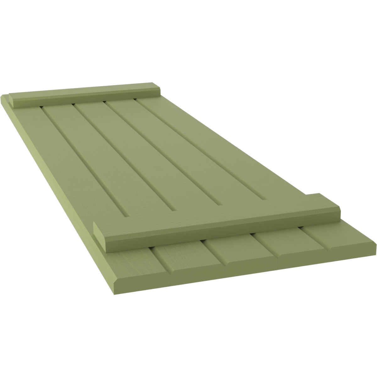 Ekena Millwork 17 1/2"W x 45"H Americraft Five Board (2 Batten) Exterior Real Wood Joined Board-n-Batten Shutters (Per Pair), Moss Green
