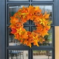 thumbnail image 2 of Wreaths for Front Door, VogueV Fall Wreaths for Front Door 16" Large Autumn Wreath with Hangers Maple Leaves Artificial Spring Wreaths Floral Door Wreath Outdoor Wreath Flower Wreath Orange, 2 of 8