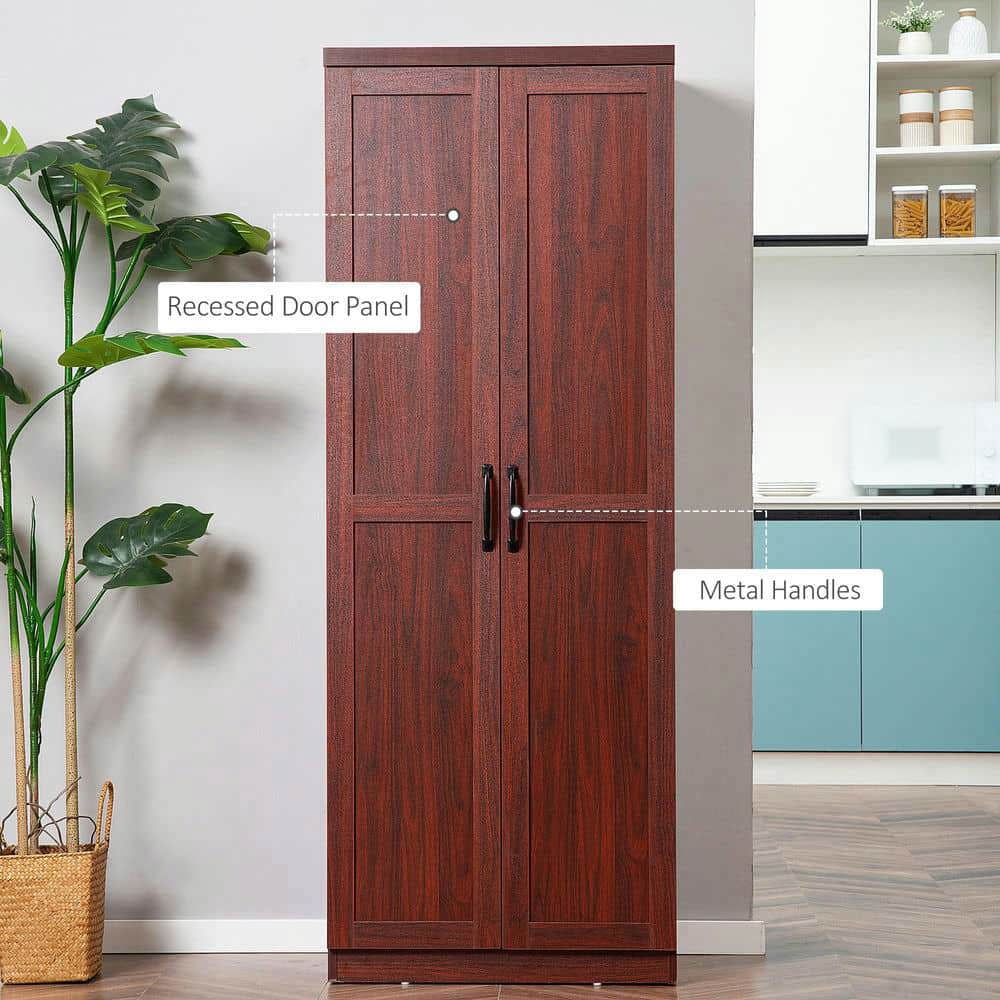 Yardi Yarda 63" 2-Door Kitchen Pantry with 5-tier Shelving and 2 Adjustable Shelves, Freestanding Storage Cabinet for Indoor, Brown