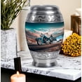 thumbnail image 7 of Bike Funeral Urns For Human Ashes Adult Man, Mountain Decorative Urn For Adult Male And Female - 1 Large 10 Inch, Blue Cremation For Mother And Father- 3 Inch Small Set Of 4, 7 of 7