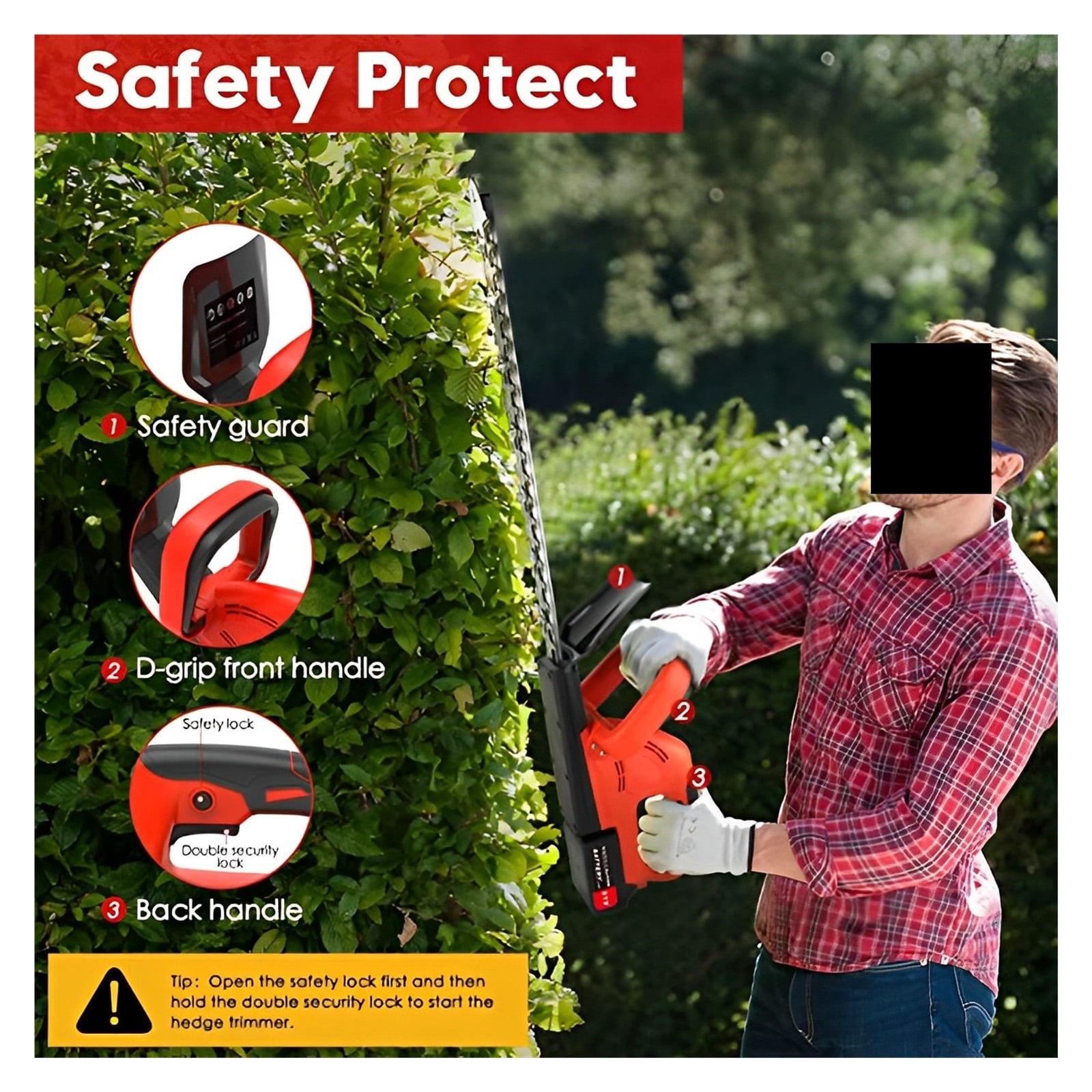 Cordless Hedge Trimmer 22 Inch 21V 500W Hedge Trimmer With Dual Action Blade 3/5" Electric Cut Capacity For Bush Lawn Garden ,2 IN 1 Trimmer & Edger