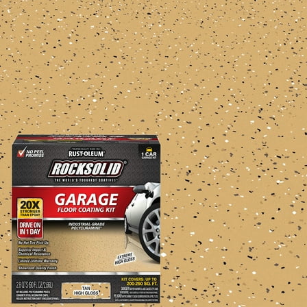 Tan, Rust-Oleum RockSolid High Gloss Polycuramine Garage Floor Coating Kit-60007, 76 oz