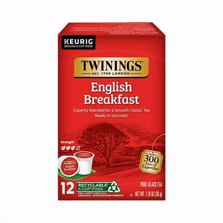 Pack of 6, Twining Tea Breakfast Black Tea K-Cup Pods, 1.26 oz