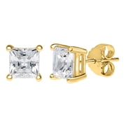 Mauli Jewels IGL Certified Princess Cut Diamond Earring For Women 2.0 Carat Natural Diamond ( H-I / I1-I2 ) Prong Set Stud Earrings In 14K Solid Rose White Yellow Gold Best Jewelry Gift