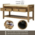 thumbnail image 2 of Wooden Entryway Shoes Bench Vintage Shoes Storage Organizer with Cushion and Drawers, 2 of 6