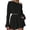 Black, variant on Womens One Shoulder Lounge Set Pointelle Heart Knit Long Sleeve Top and Shorts Sleepwear
