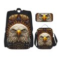 thumbnail image 1 of Fotbe Vintage Pattern Bald Eagle Set Escolar 3 en 1 para Niños - Mochila Duradera con Lonchera Aislante y Estuche para Lápices - Mochila Escolar para Niños y Niñas, 1 of 7