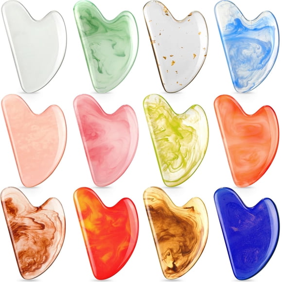 Herramientas faciales Gua Sha de resina Sherr para masaje en forma de corazón, 12 unidades