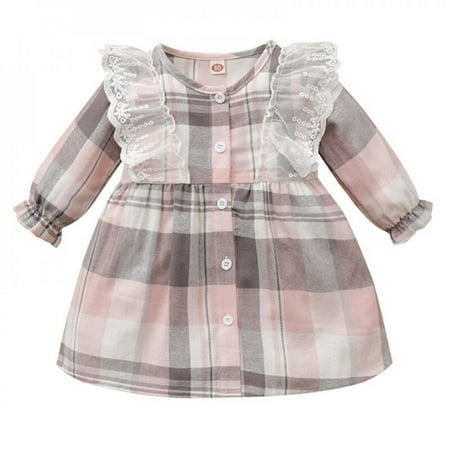

Clearance Autumn Girls Long-sleevery Dress sweet and beautiful baby girl dress comfortable and skin-friendly Lace Decoration for1-3Y baby