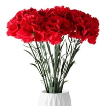 LShunze Artificial Red Carnations Flowers 1Pcs Silk Cartions Red Flowers with Long Stem for Tall Vase Wedding Bouquets Home Table Centerpieces Floral Arrangements