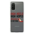 thumbnail image 1 of DistinctInk Clear Shockproof Hybrid Case for Galaxy S20 / S20 5G (6.2" Screen) - TPU Bumper Acrylic Back Tempered Glass Screen Protector - High Heels High Hopes Impossible Is Nothing, 1 of 2
