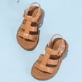 thumbnail image 6 of kpoplk Girls Strap Sandals Open Toe Outdoor Flats with Hook and Loop Kid Summer Shoes for Girls(Brown,1), 6 of 7