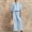Sky Blue, variant on Women's Zipper Shirt Wide Leg Pants Two Piece Set Loose Half Sleeved Shirt Straight Leg Pants Summer Set Navy XL(XL)