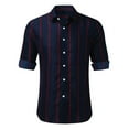 thumbnail image 4 of Akiihool Mens Shirts Casual Men Casual Vintage Bowling Shirt Long Sleeve Button Down Winter Shirt (Navy,XL), 4 of 5