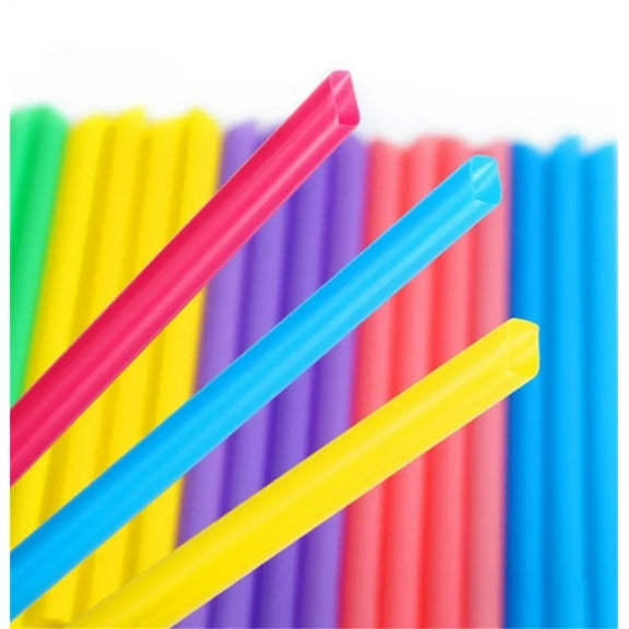 Happon 300 Pcs Colorful Individually Wrapped Disposable Plastic Straws for Bubble Boba Milk Tea Milkshakes