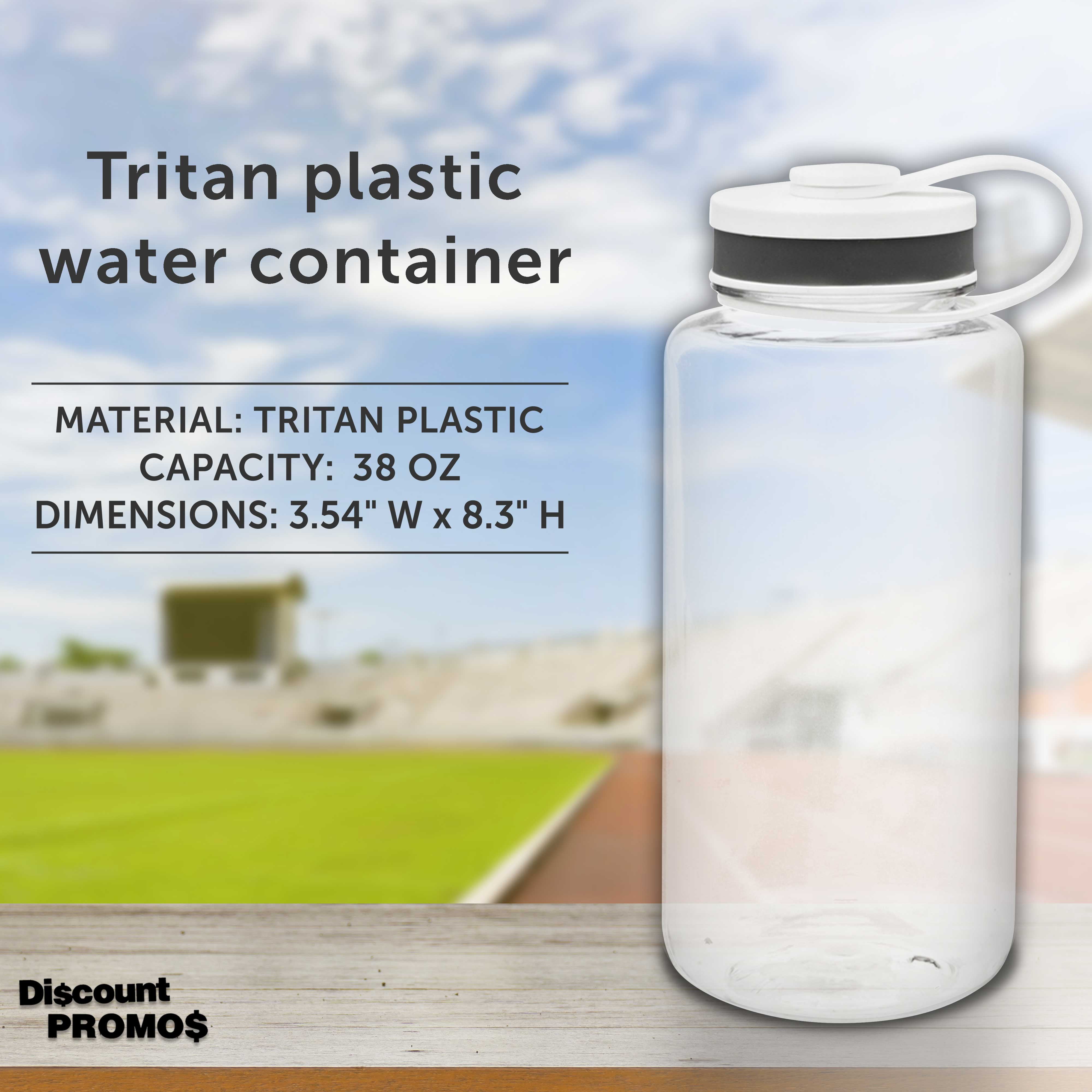 Plastic Sports Water Bottles with Flip Lid 38 oz. Set of 10, Bulk Pack - Great for Gym, Hiking, Cycling, Camping, Backpacking, School - Clear